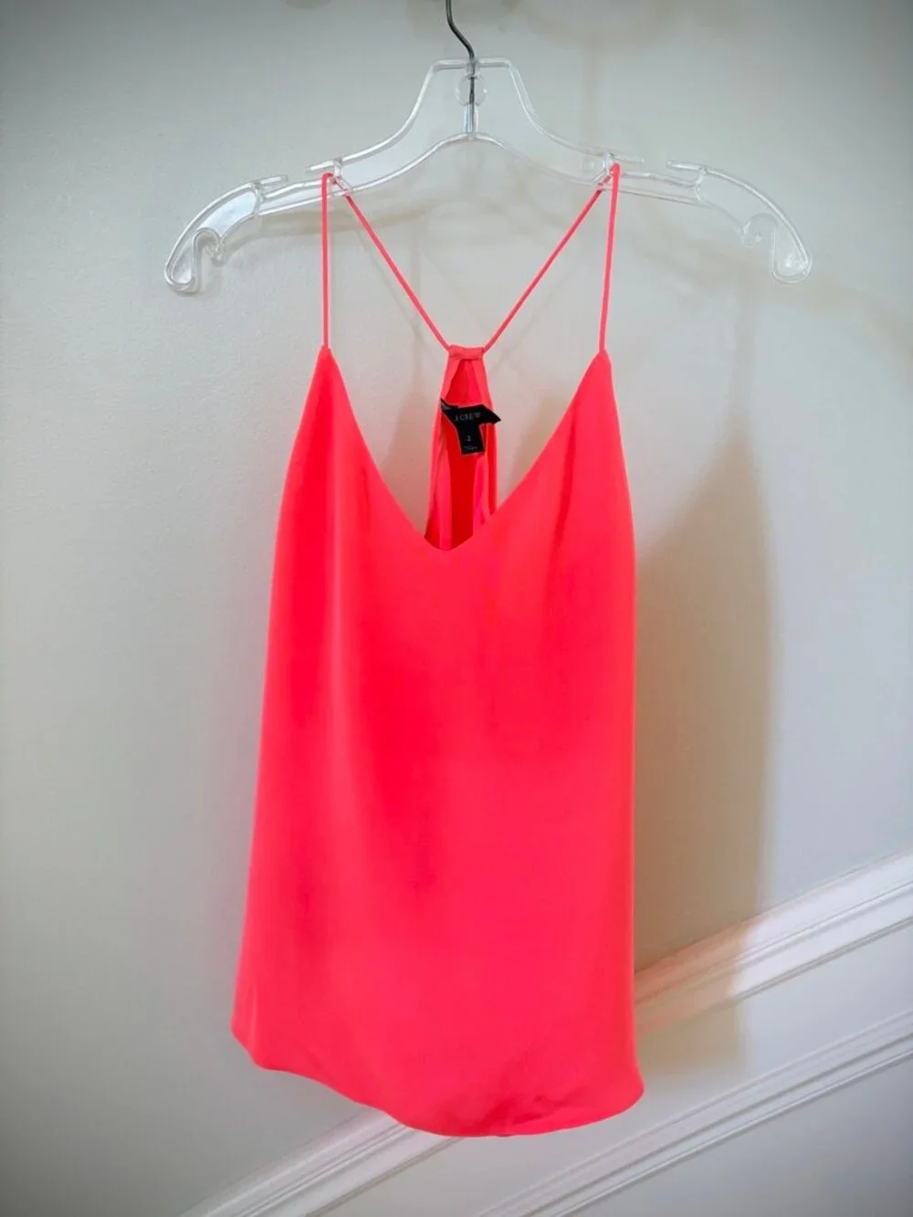 J. Crew Silk Carrie Cami in Bright Watermelon, Size 2